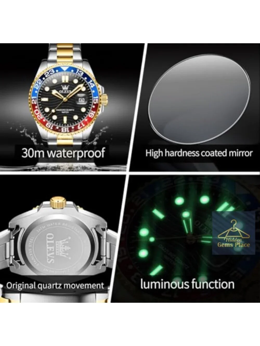 Men's Luxury Big Face Dress Watch - Stainless Steel Analog Quartz with Date,
